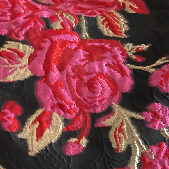 SOLD Black, Red & Gold Floral Jacquard Brocade , 3 yards total, New, Metallic - Picture 3 of 3